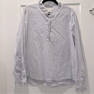 Kate Spade Striped Blouse with Ruffle Detail Sz xl